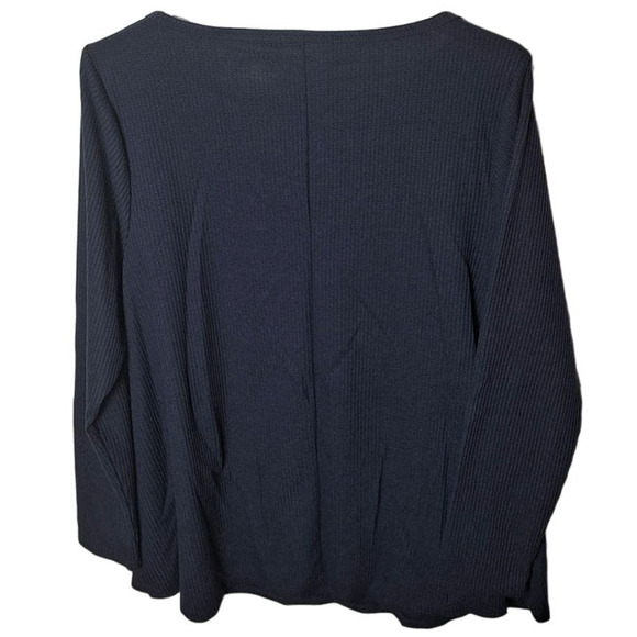 Lane Bryant Women 1x Navy Waffle Knit Thermal Long Sleeve T-shirt Top - Picture 2 of 4